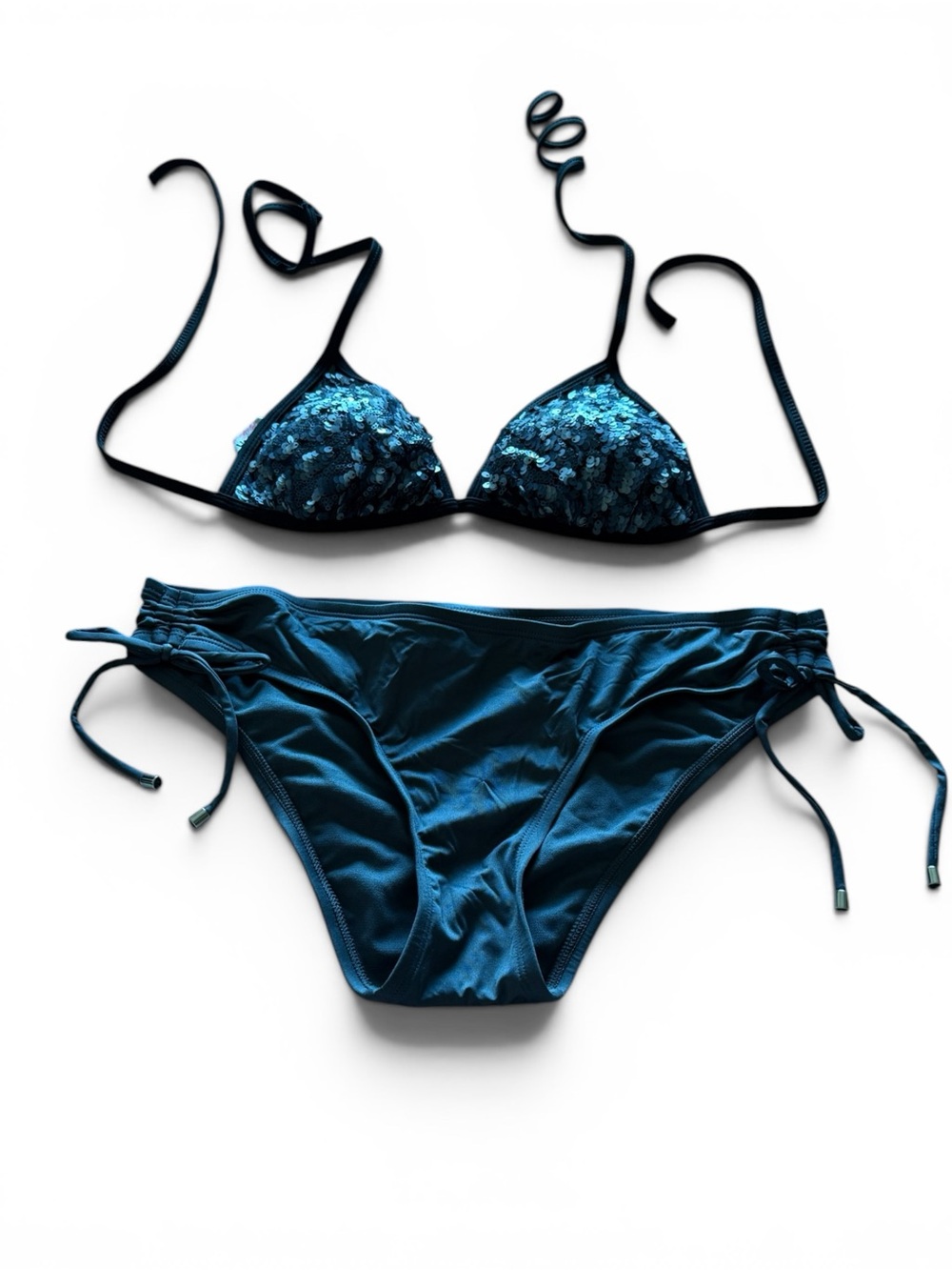 Sequin Triangle Bikini Set in Navy Blue - Picture 2 of 3